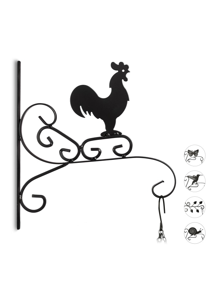 relaxdays Blumenhaken Hahn in Schwarz günstig kaufen onesize