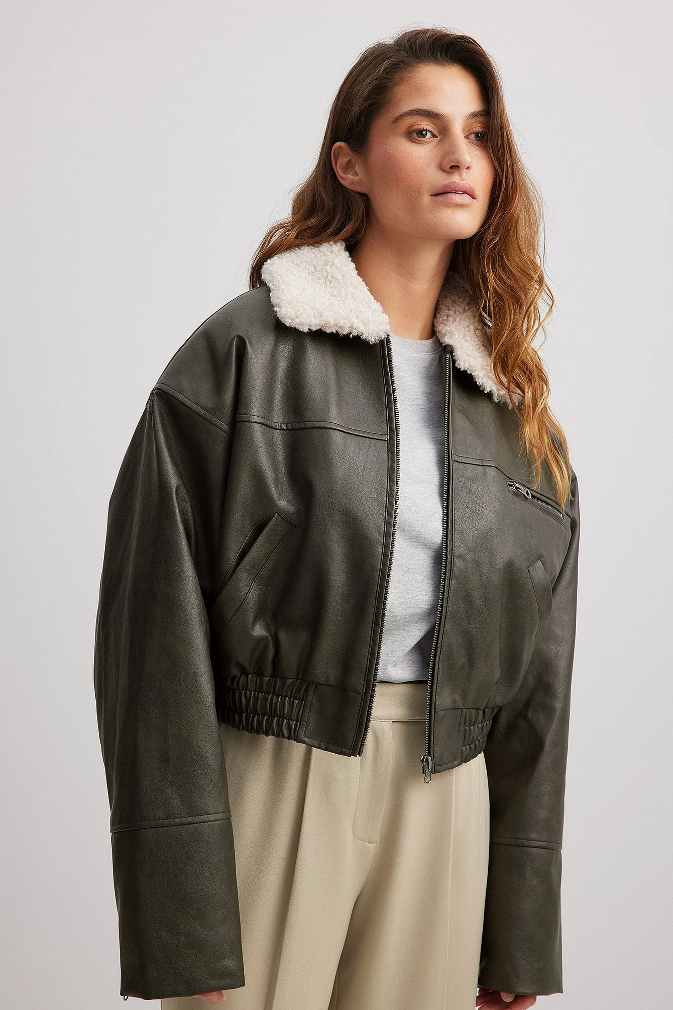 PU-Bomberjacke im Vintage-Look