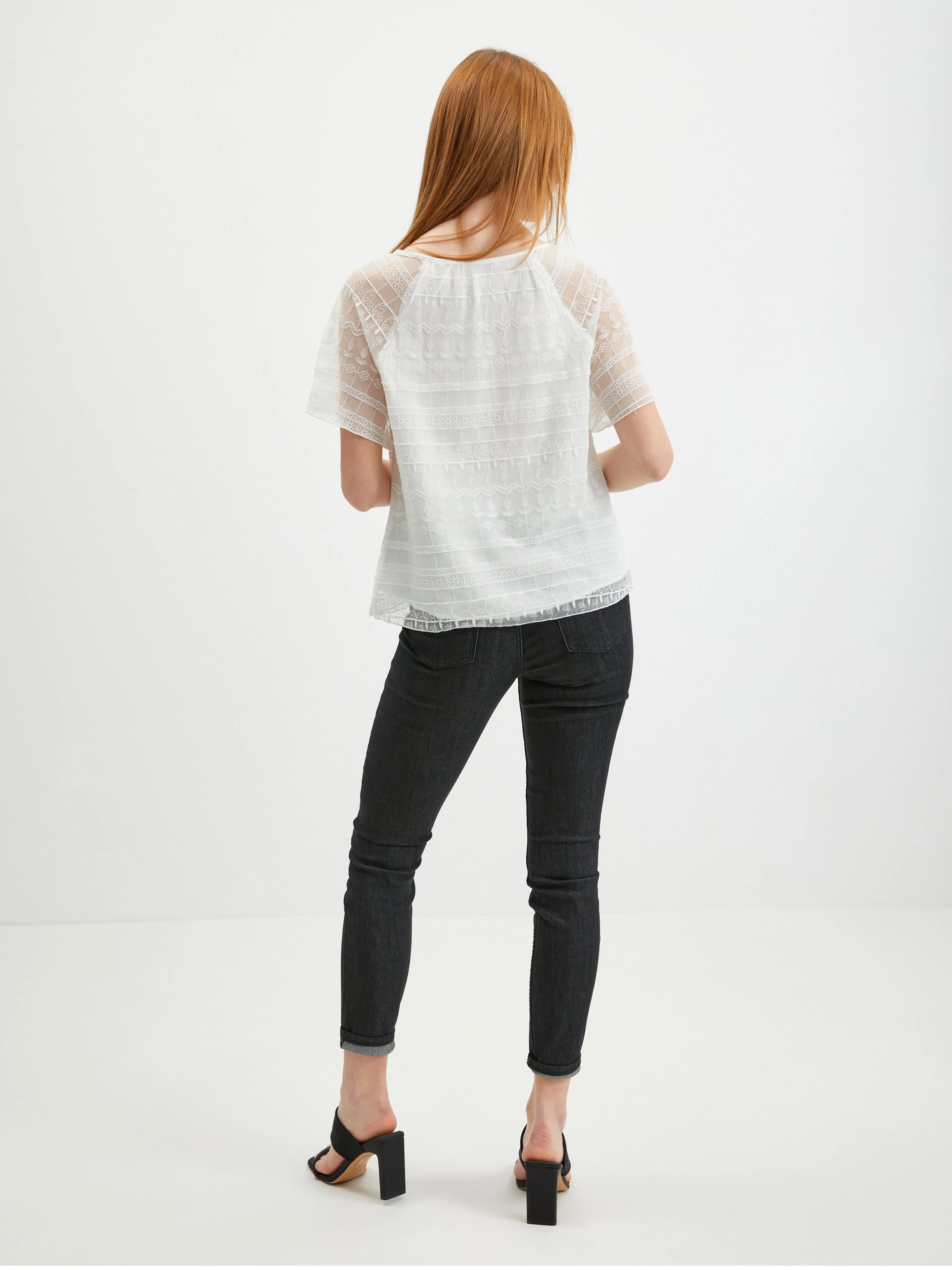 Weiße Damen-Spitzenbluse ORSAY