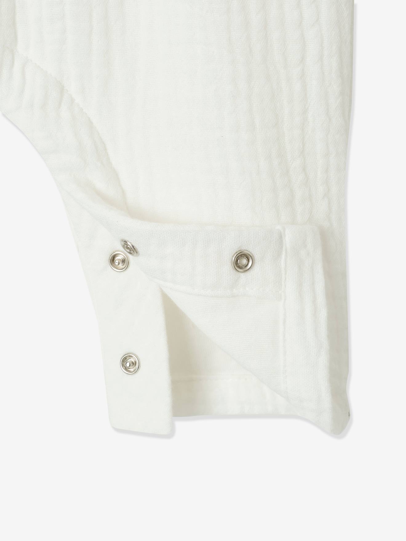 Combinaison en gaze de coton doublé bébé bois de rose