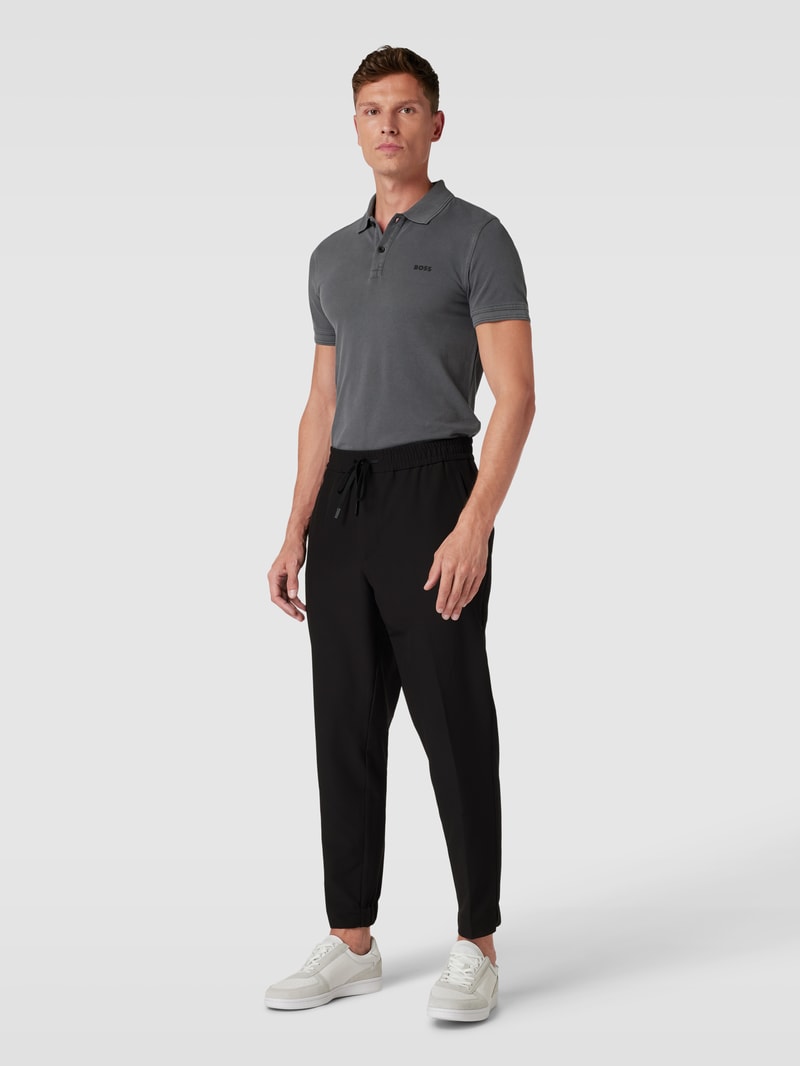 Poloshirt mit Label-Print Modell 'PRIME' in anthrazit