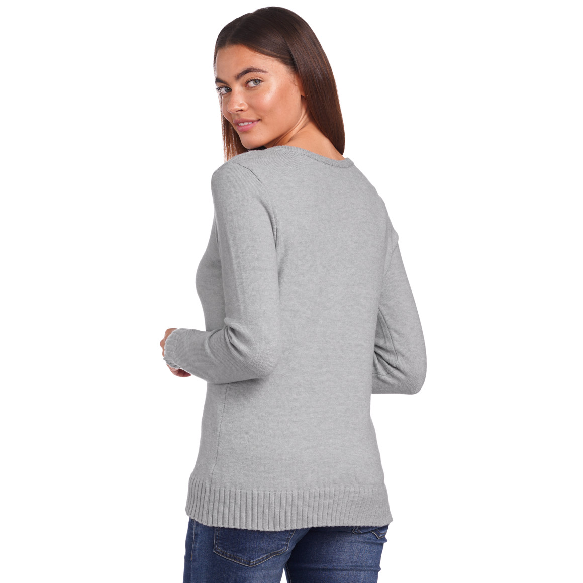 Damen Feinstrickpullover mit V-Ausschnitt
