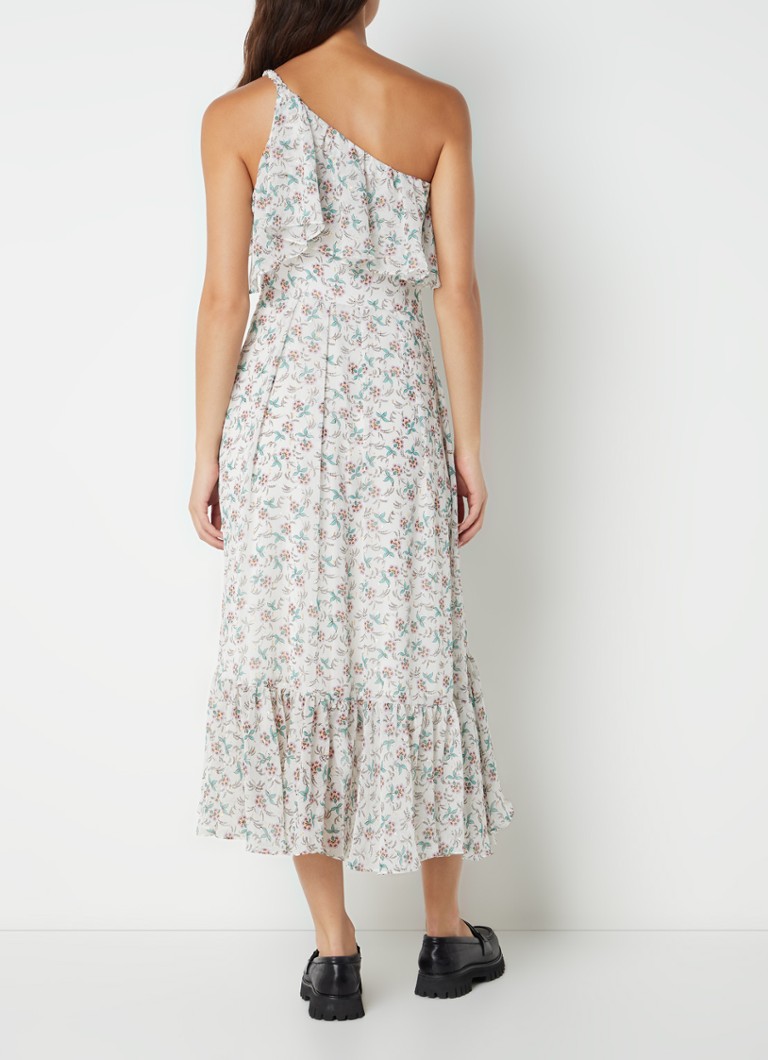 Claudie Pierlot  Raukie one shoulder midi jurk met volant en bloemenprint