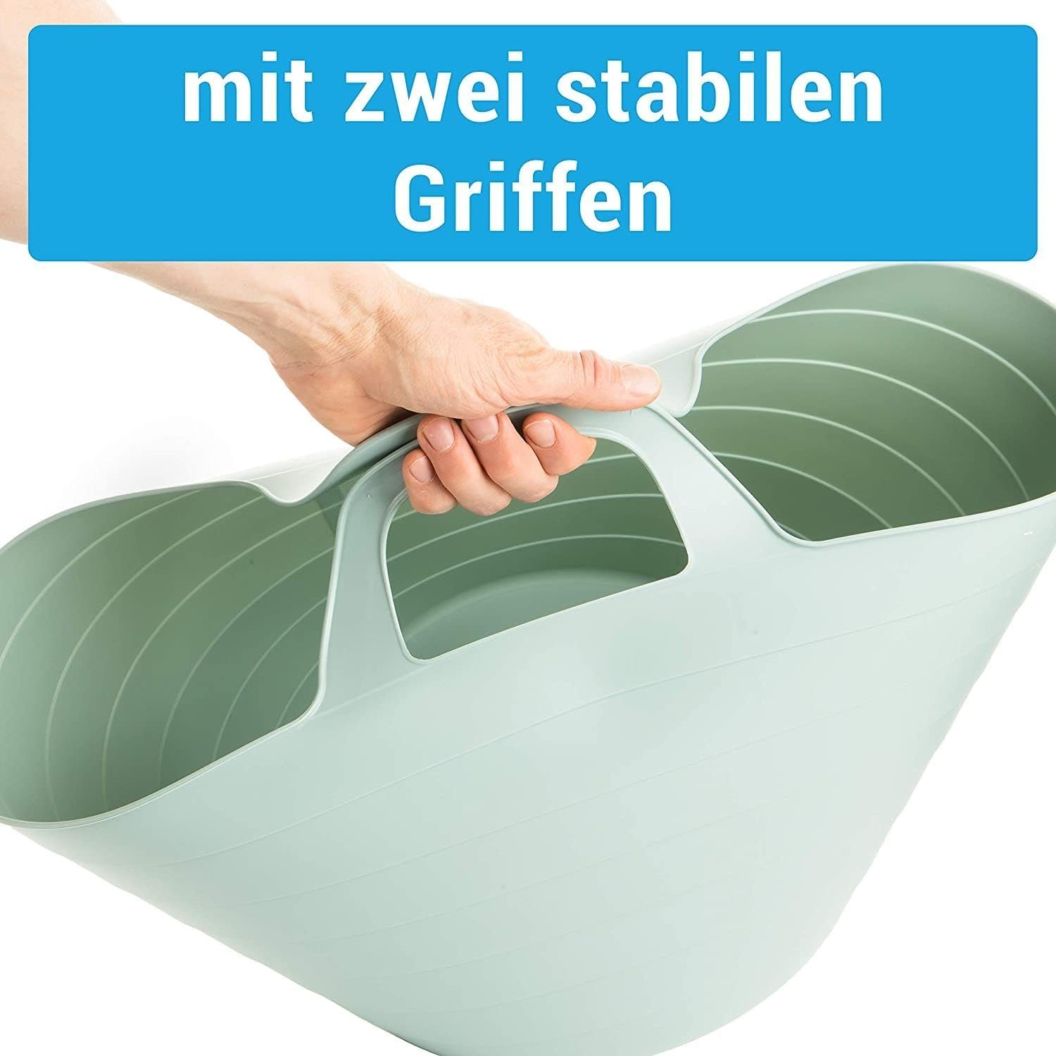 Centi Wäschekorb Wäschewanne Flexi, Wäschekorb Plastik Rund mit Griffen (Set, 3 St., H 34 cm, Ø 40 cm oben, Ø 31 cm unten 30 L), Praktisch und stilvoll wasserdicht Wäschewanne