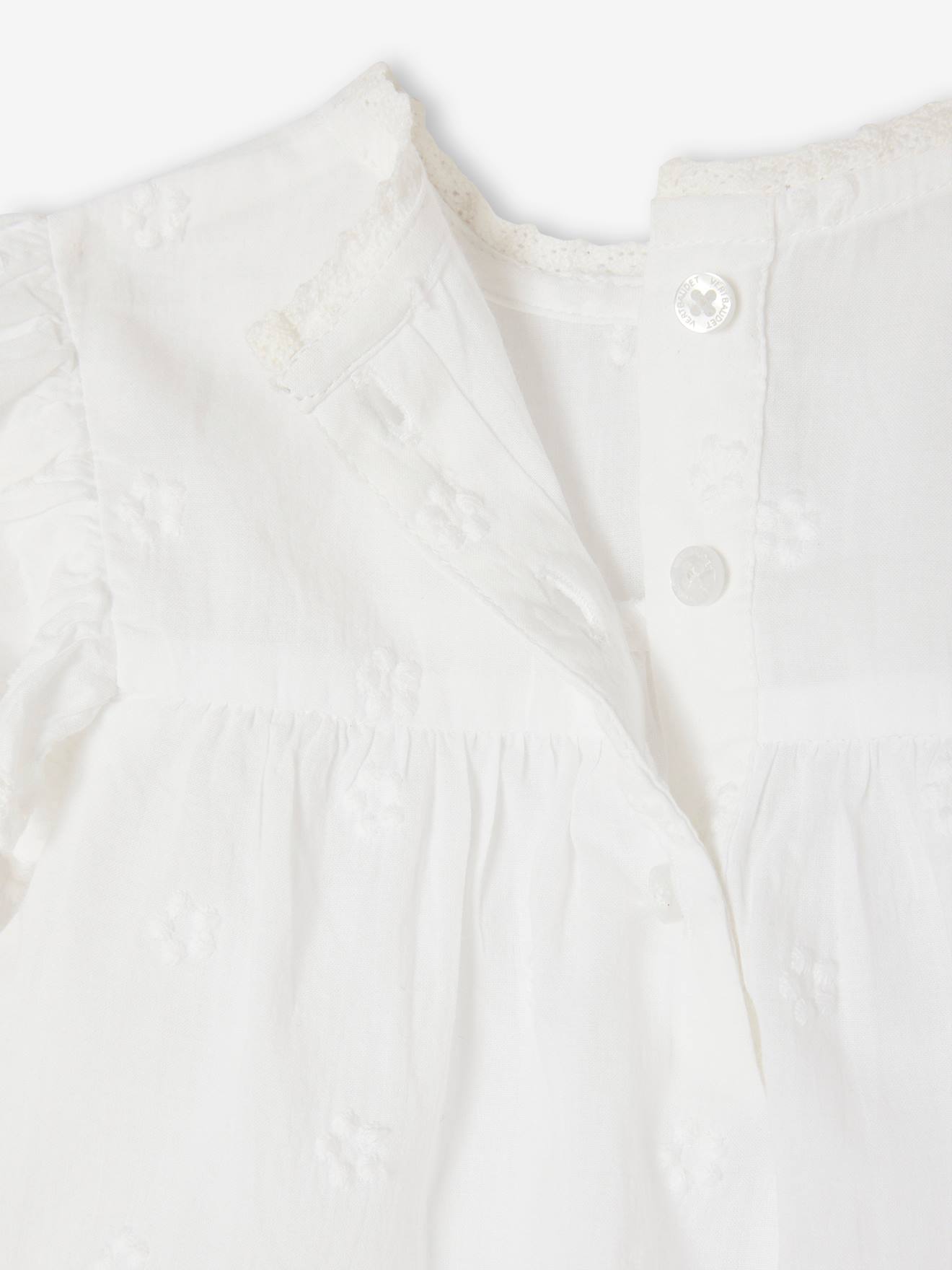 Vertbaudet Mädchen Baby Bluse mit langen Ärmeln - weiß