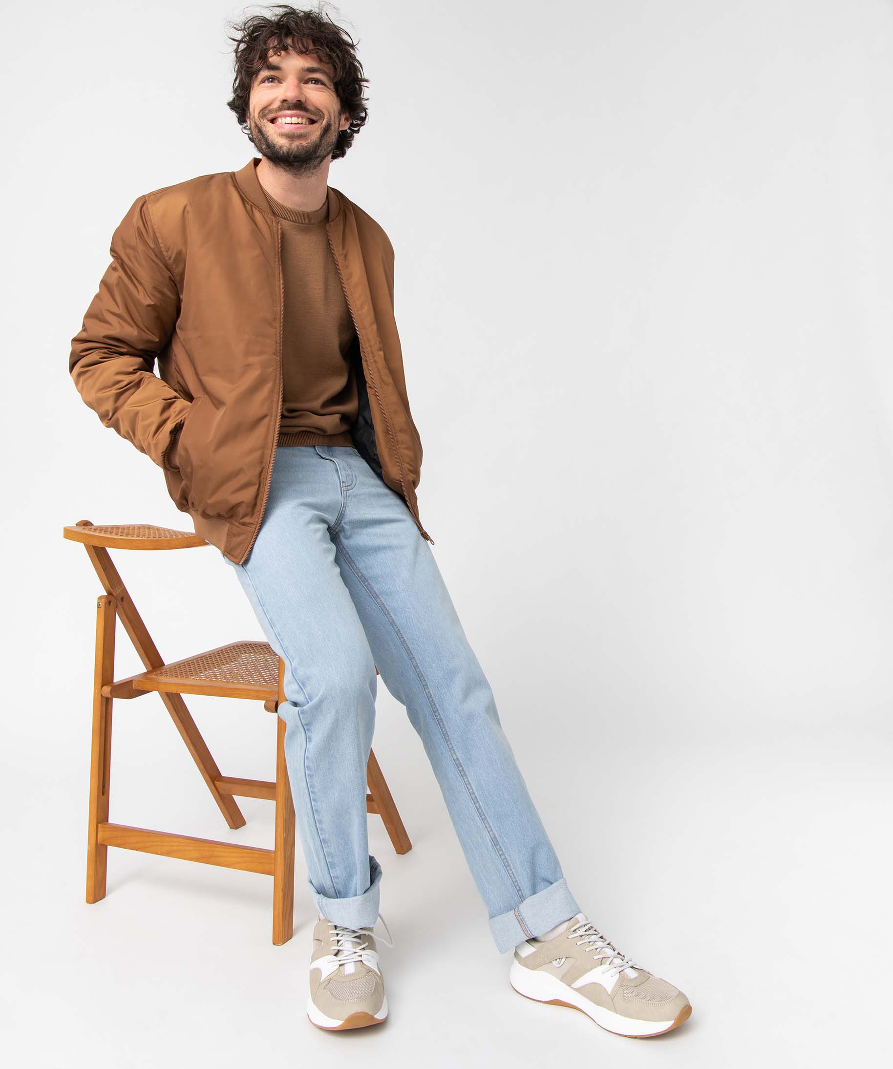 Blouson homme rembourré avec finitions bord-cte marron | GEMO