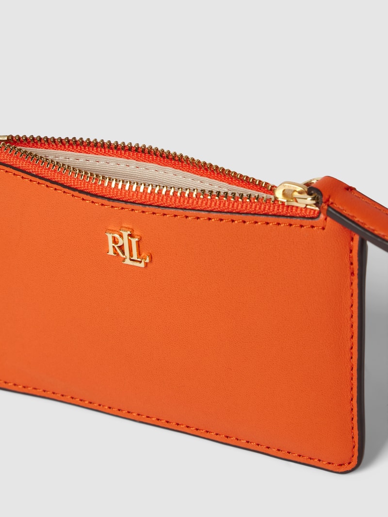 Kartenetui aus echtem Leder in orange