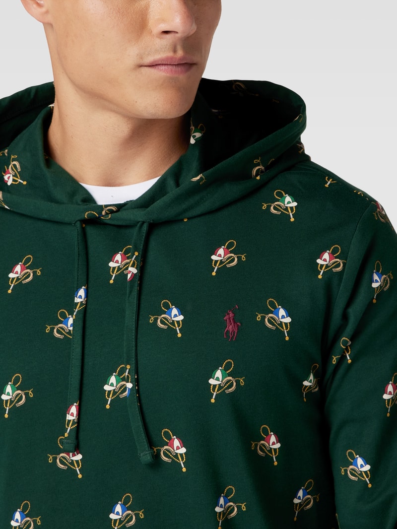 Hoodie mit Label-Stitching in dunkelgrün