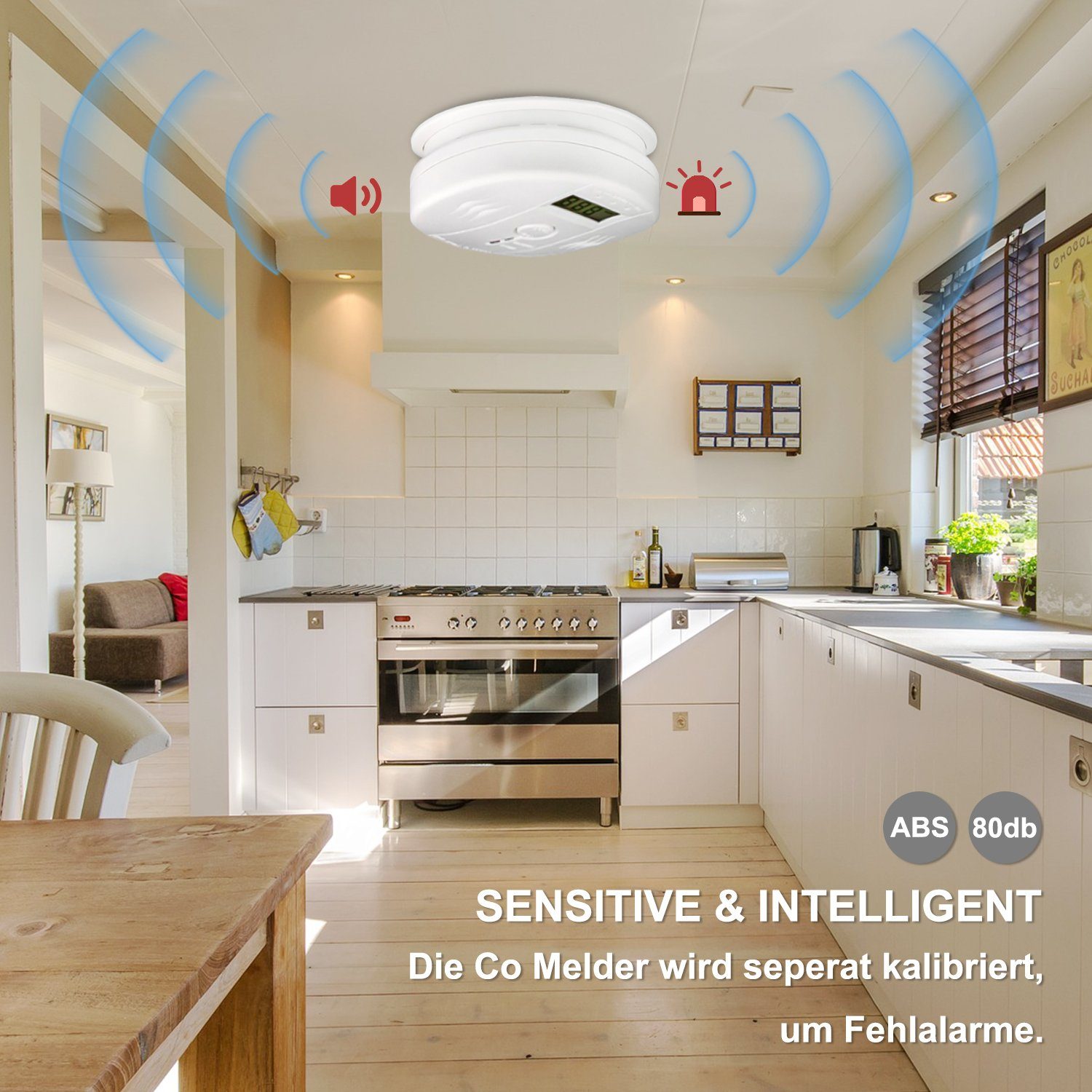 Gimisgu CO Melder Brandmelder Feueralarm Alarm Kohlenmonoxidmelder Detektor Rauchmelder (Gas Melder LCD Anzeige Flur Wohnzimmer Esszimmer LED Gassensor, einfache installation)