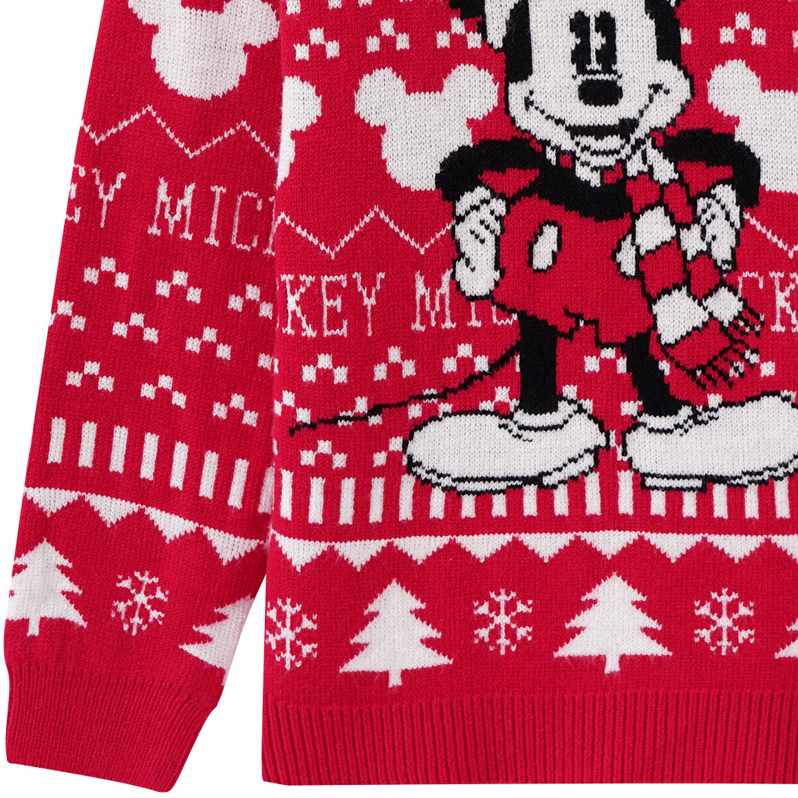 Micky Maus Weihnachtsstrickpullover rot / weiss