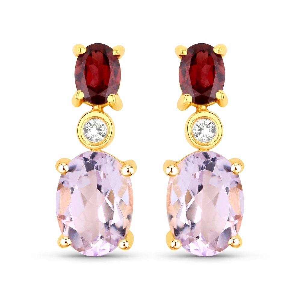 Rafaela Donata Boucles doreilles Argent sterling Améthyste en Or jaune Bijoux