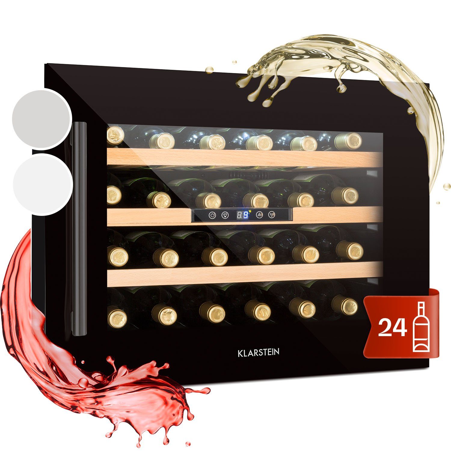 Klarstein Weinkühlschrank Vinsider 24 Onyx Edition, für 24 Standardflaschen á 0,75l,Wein Flaschenkühlschrank Weintemperierschrank Weinschrank Kühlschrank