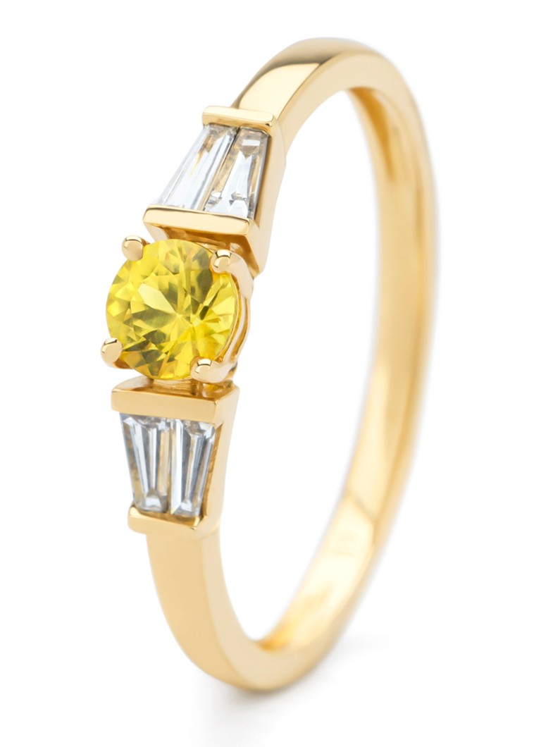 Diamond Point Yellow gold ring, 0.30 ct yellow sapphire, Eden