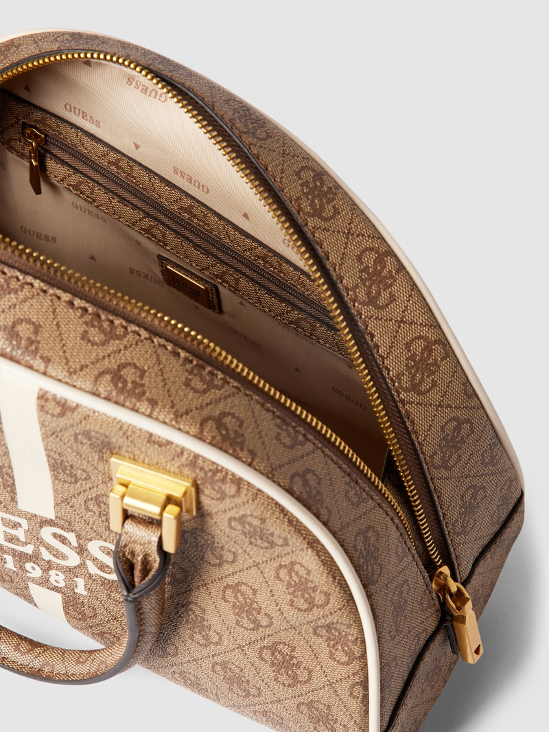 Bowling Bag mit Allover-Logo Modell 'MILDRED' in taupe