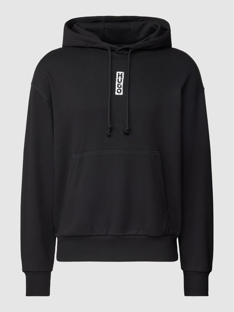 Hoodie mit Label-Detail Modell 'Diushi' in schwarz