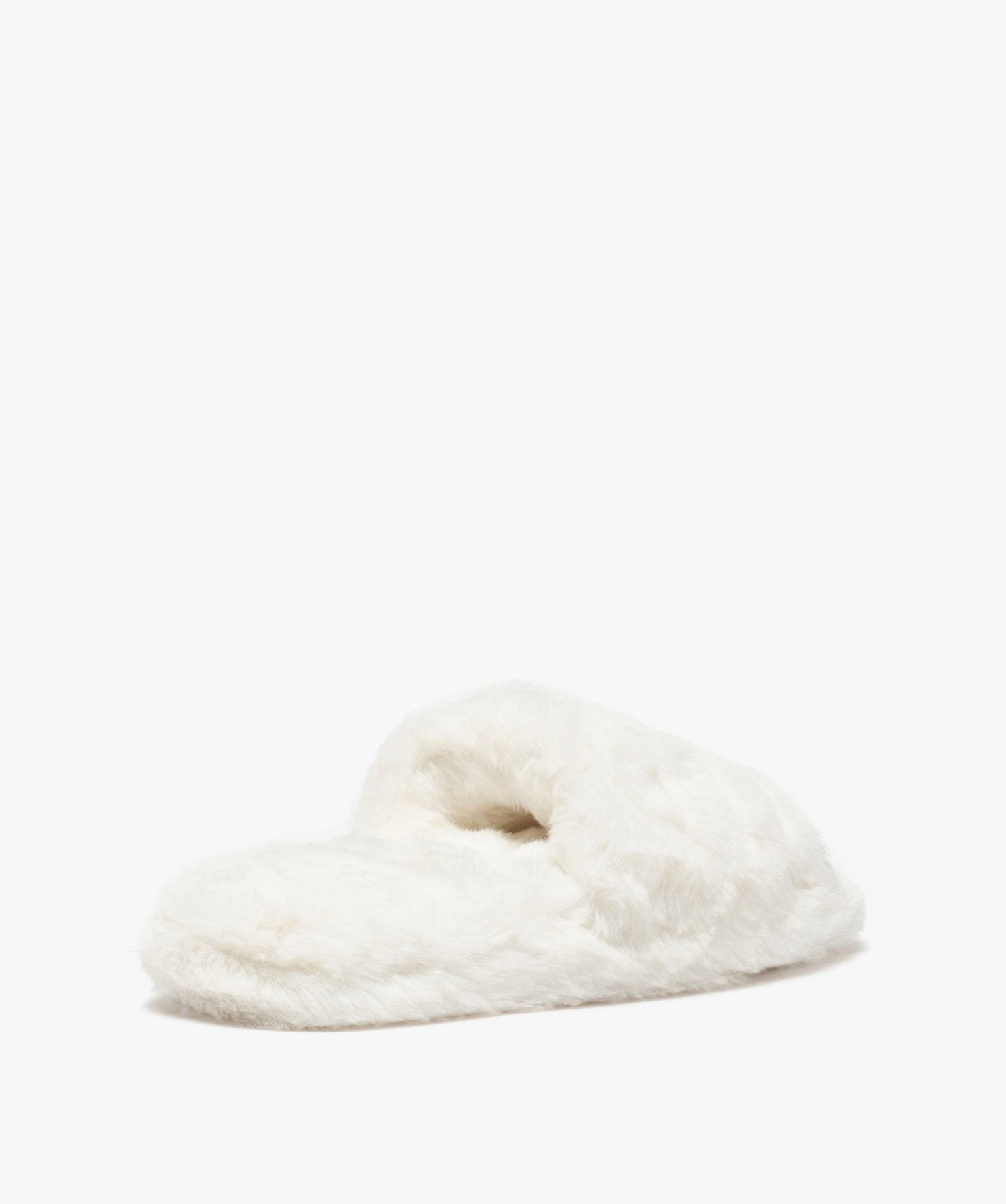 Chaussons femme mules à bandeau en fourrure imitation | GEMO