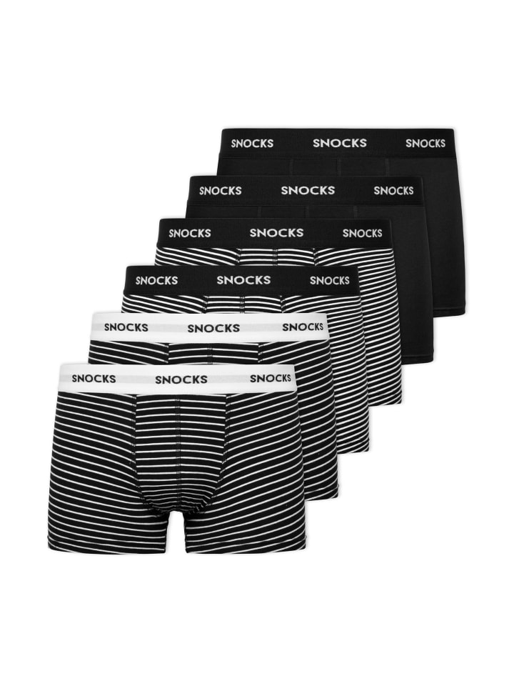 SNOCKS Boxershorts aus Bio-Baumwolle 6 Stück in Schwarze Streifen günstig kaufen