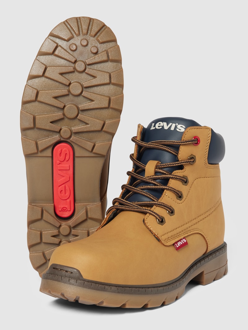 Schnürboots mit Label-Details Modell 'NEW FORREST' in camel