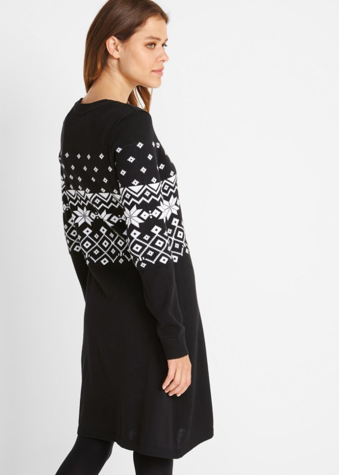 Ausgestelltes Strickkleid mit Norwegermuster
