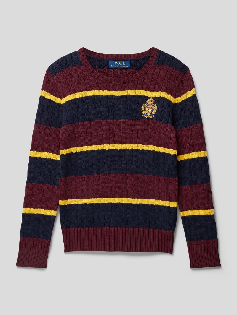 Strickpullover mit Streifenmuster in bordeaux rot