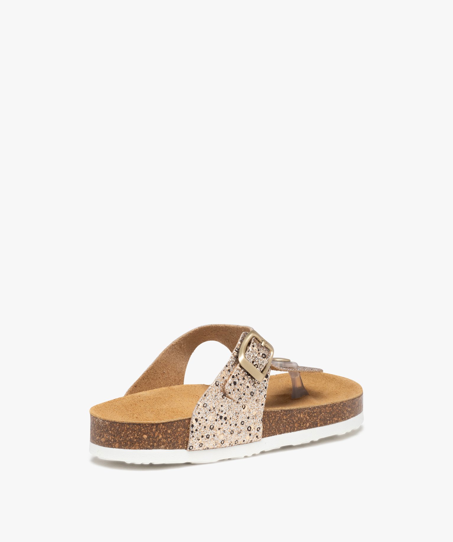 Sandales fille à bride entre-doigts en T pailletée or | GEMO