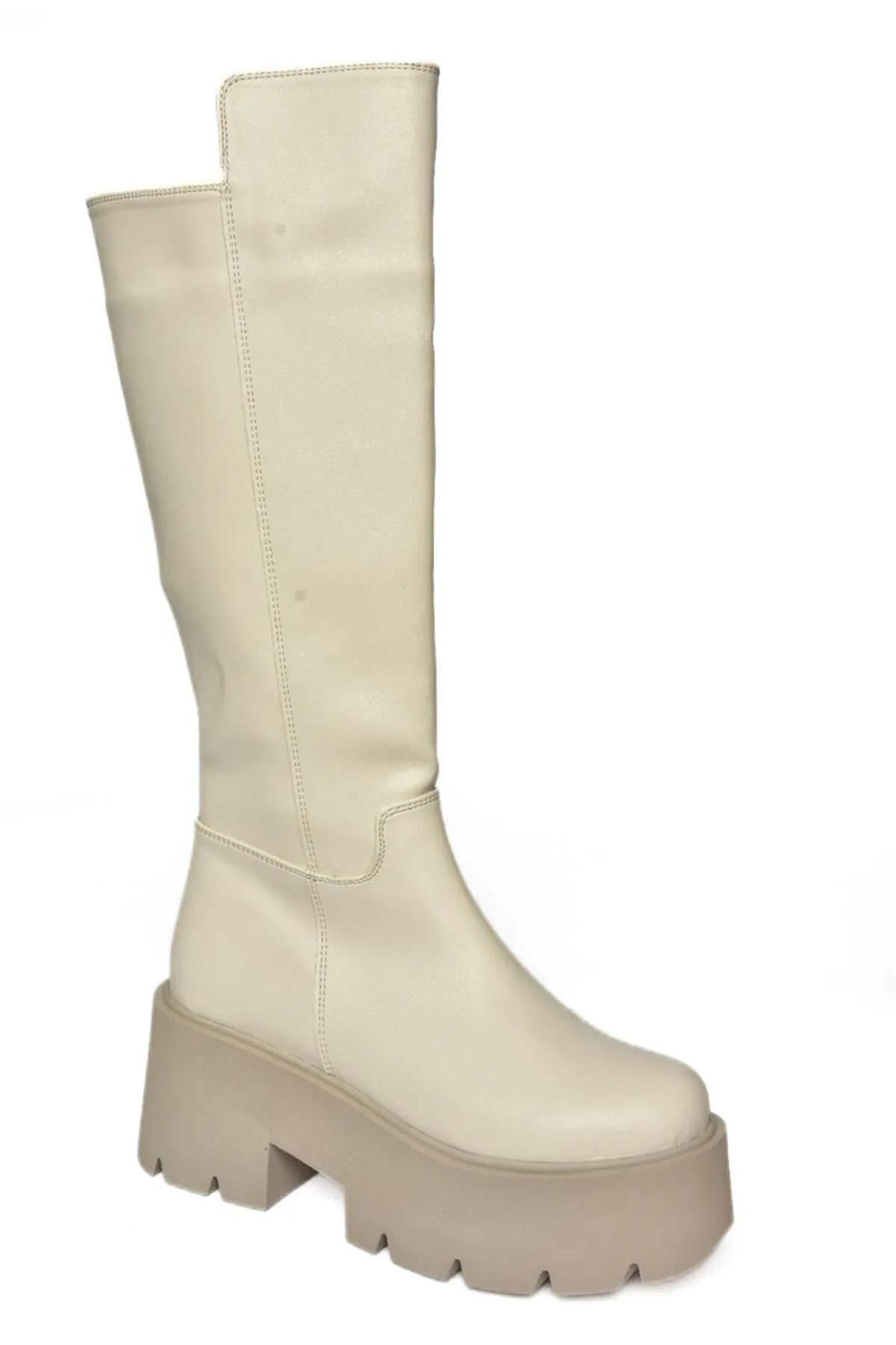 Fox Shoes  R610132009 Beige Damenstiefel mit dicken Sohlen