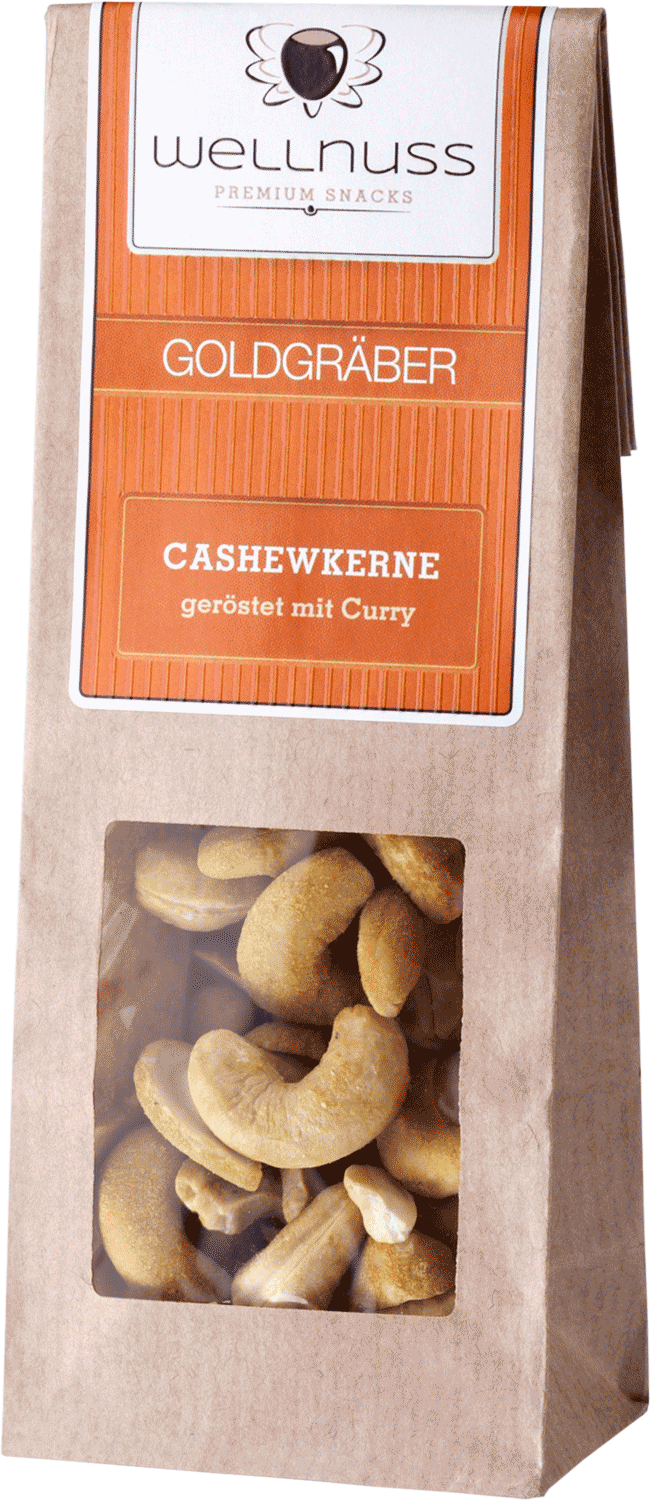 Wellnuss Premium Cashewkerne geröstet mit Curry 60g