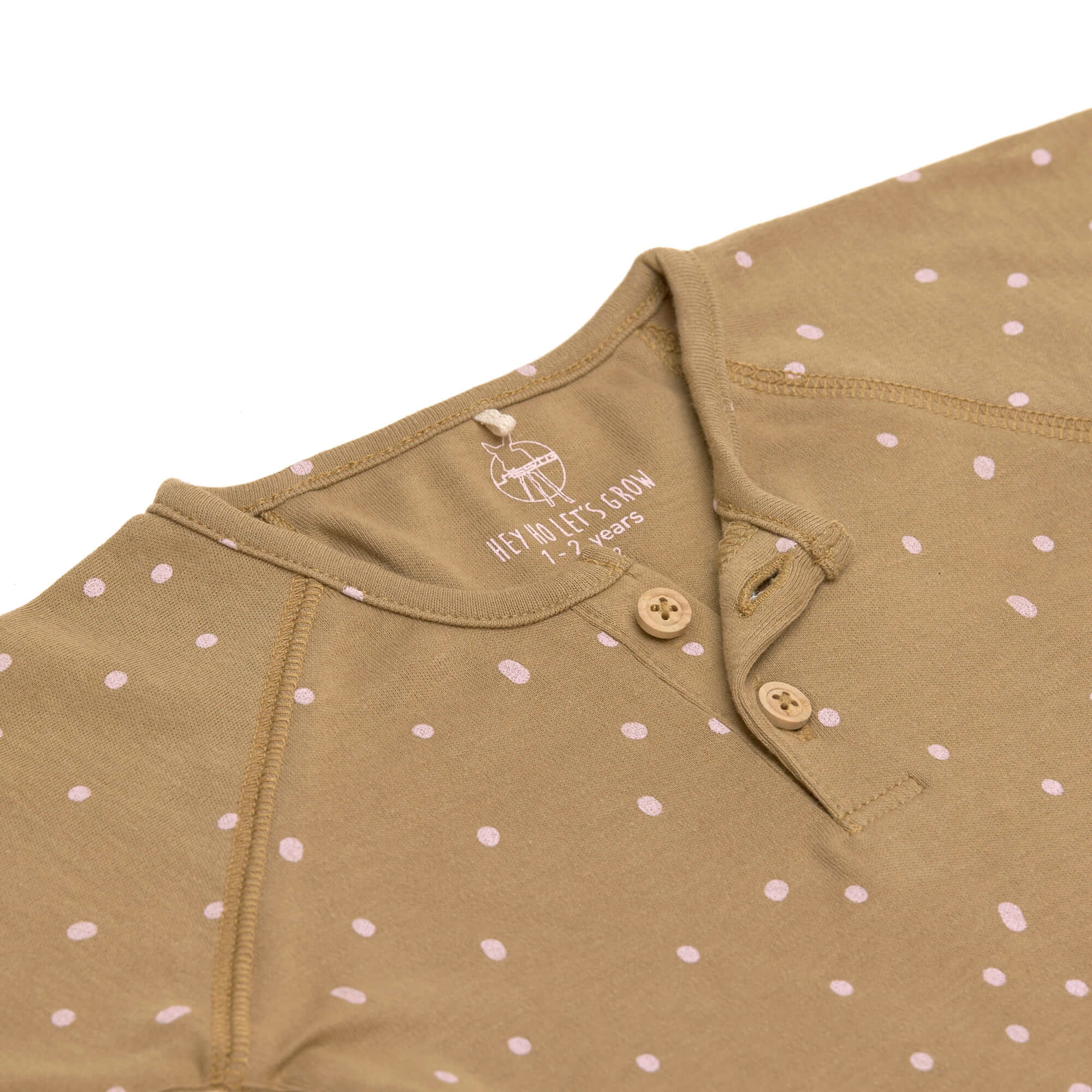 Baby Langarmshirt - Bio Baumwolle, Dots, Curry