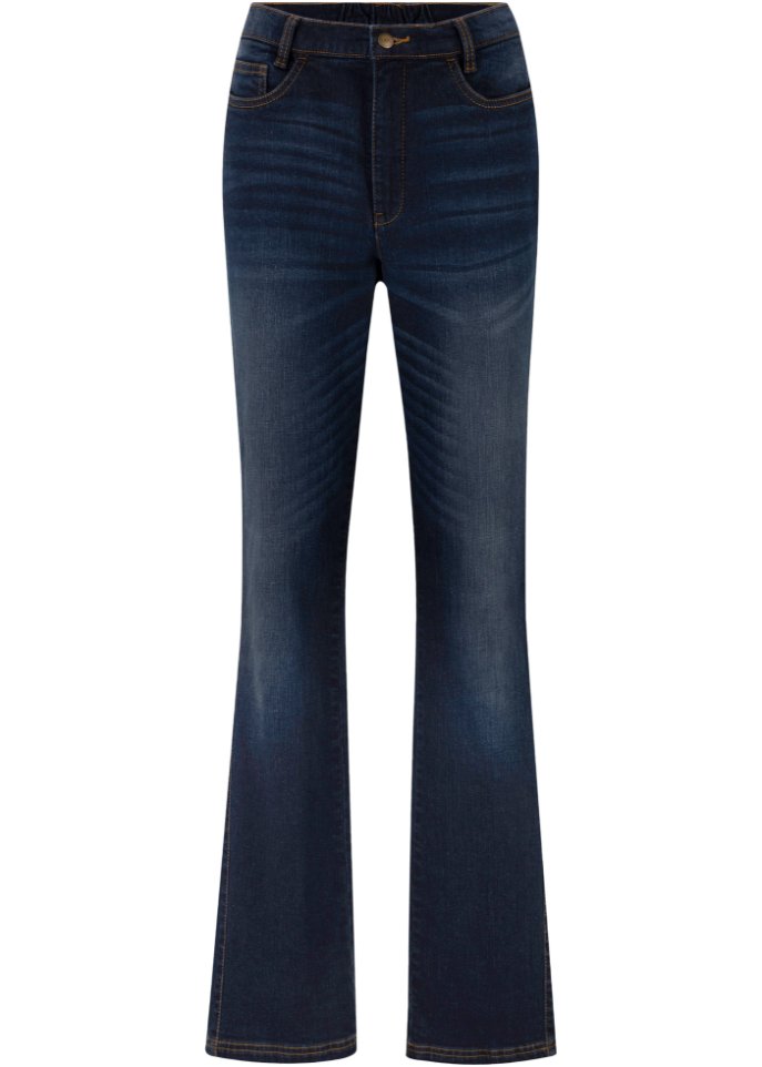 High-Waist-Bootcut Stretchjeans mit Bequembund