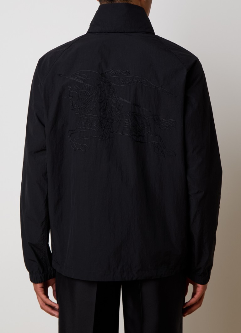 Burberry jacket with stowable hood and logo embroidery