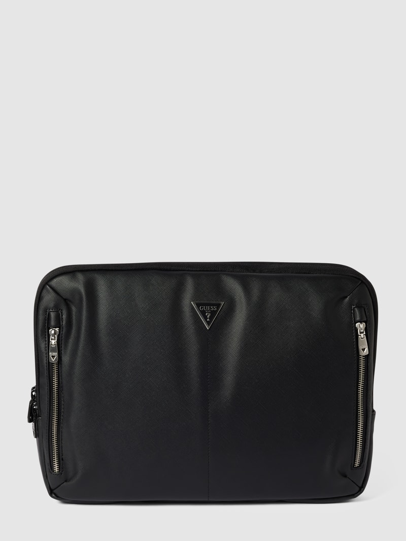 Laptoptasche mit Label-Applikation in schwarz