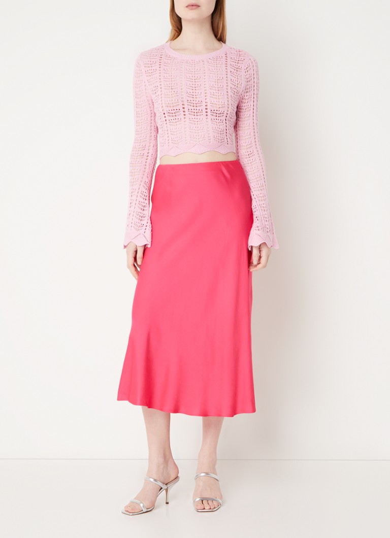 French Connection Nolan crop top with tie belt and openwork design