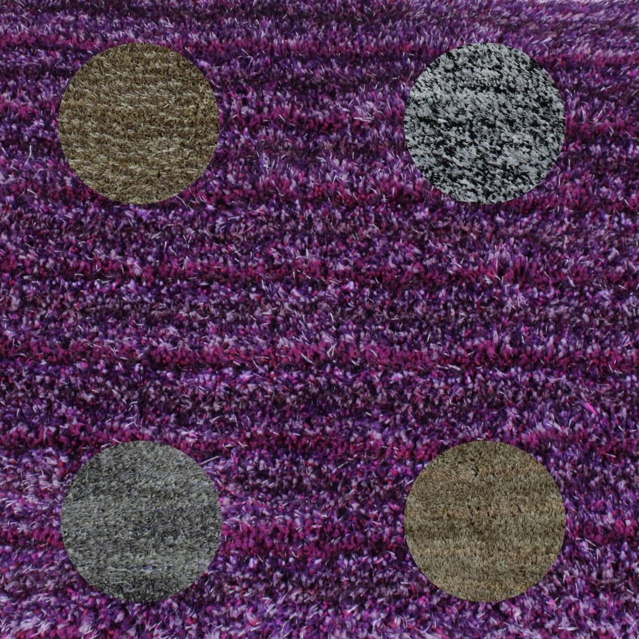 TOP MULTI Teppich Shaggy Flokatiteppich Violett-Pink 120 x 200 cm