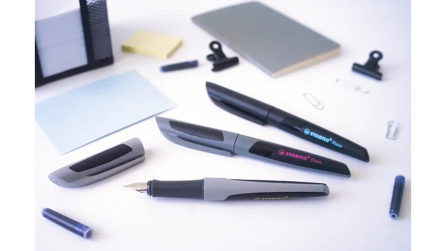 STABILO® Füller - STABILO Flow ACTIVE in grau - Einzelstift - inklusive Patrone grau