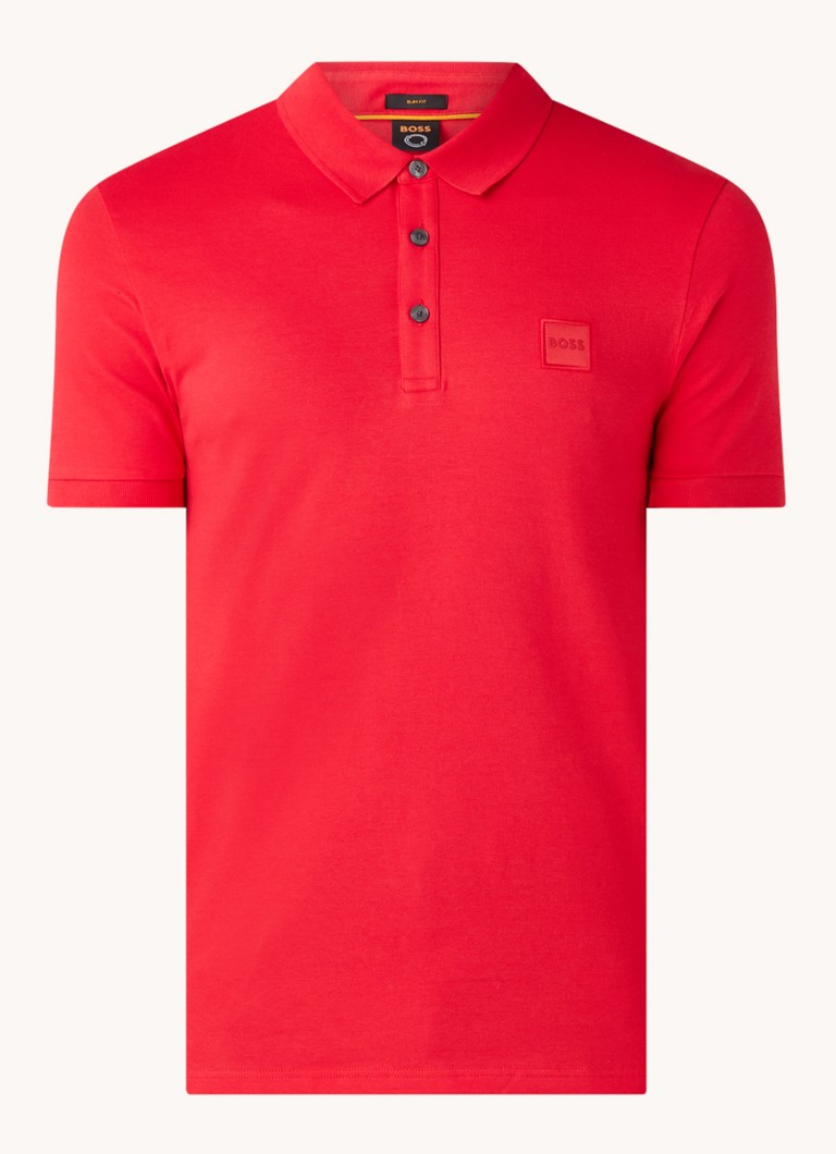 Polo HUGO BOSS Passenger slim fit em piqué de algodão com logotipo.
