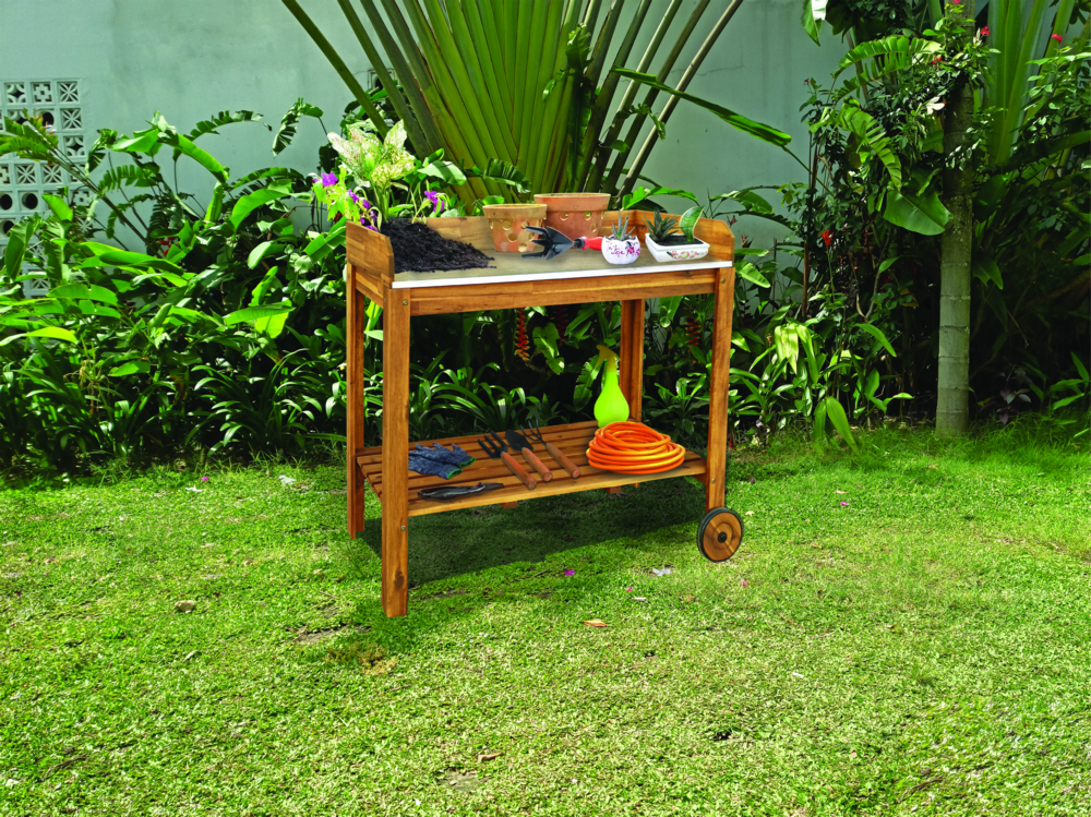 Hardin 1fachgut Pflanztisch aus Akazienholz mit Zinkplatte 111 x 49 x 91 cm FSC braun
