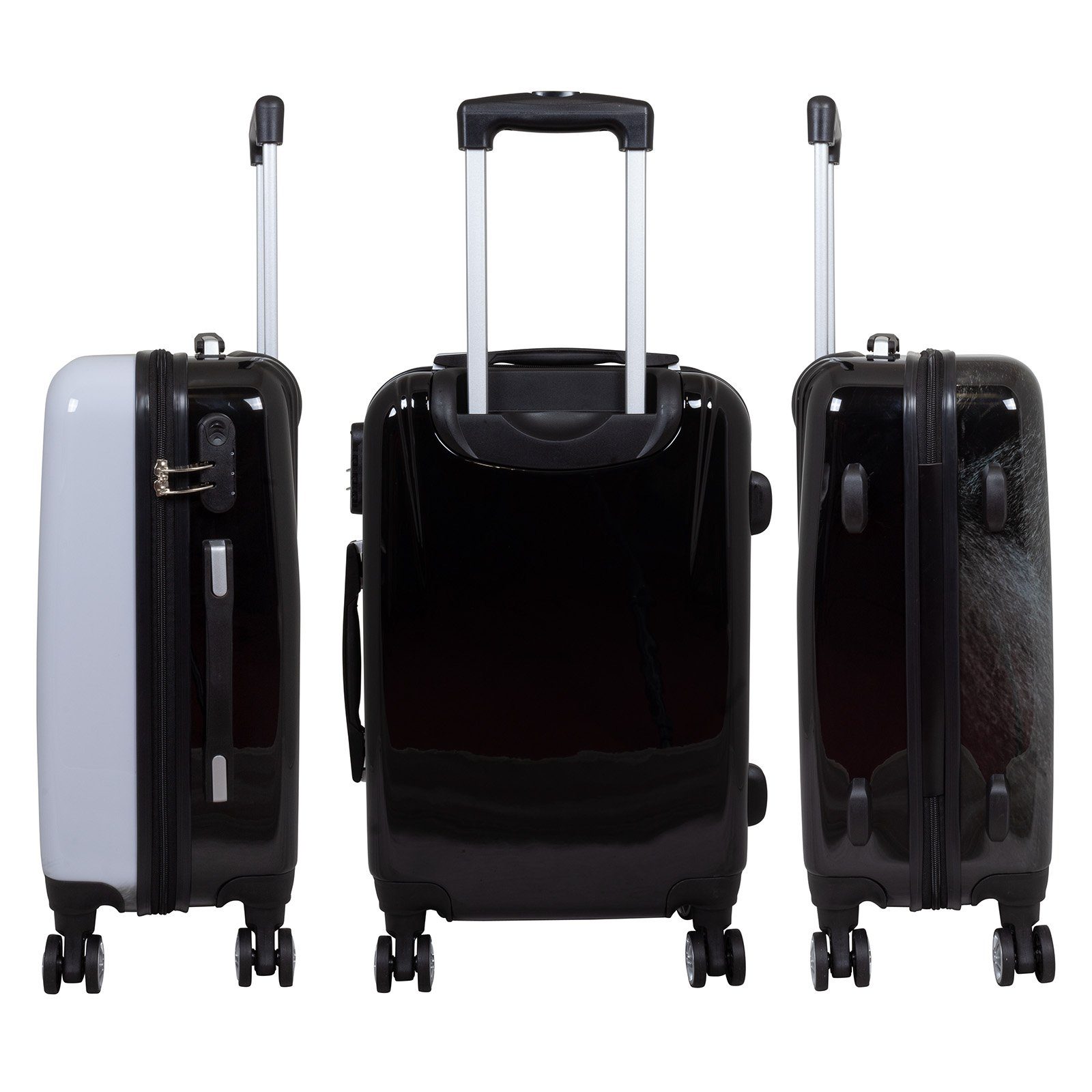 Trendyshop365 Hartschalen-Trolley Gorilla, bunter Koffer mit Tier-Motiv, 3 Größen, 4 Rollen, Zahlenschloss, Polycarbonat, Dehnfalte
