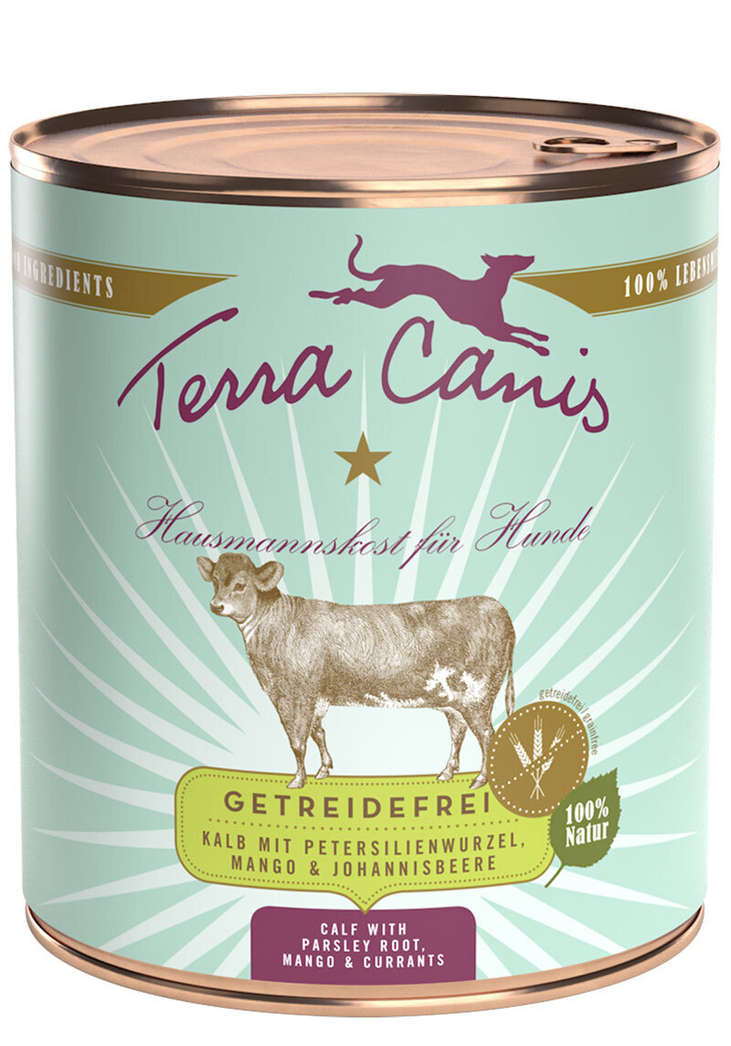 Terra Canis Hundenassfutter Terra Canis Getreidefrei Adult 6x800g Kalb mit Petersilienwurzel, Mango & Johannisbeere