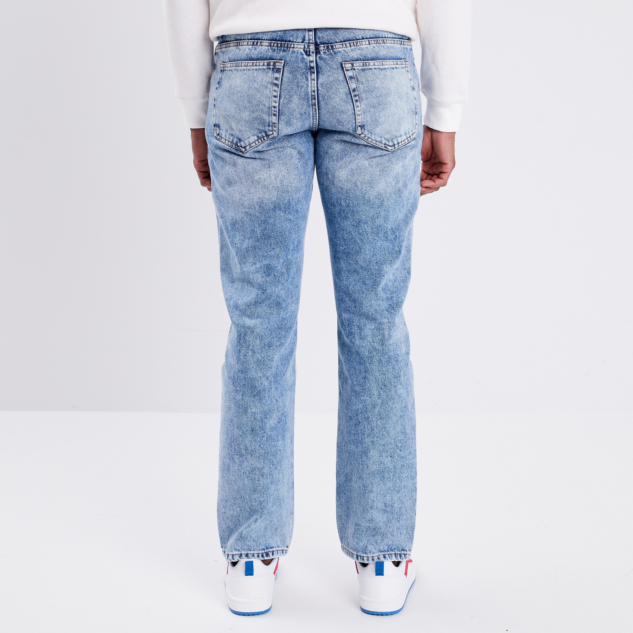 Jeans regular stretch ceinturé denim double stone homme | La Halle