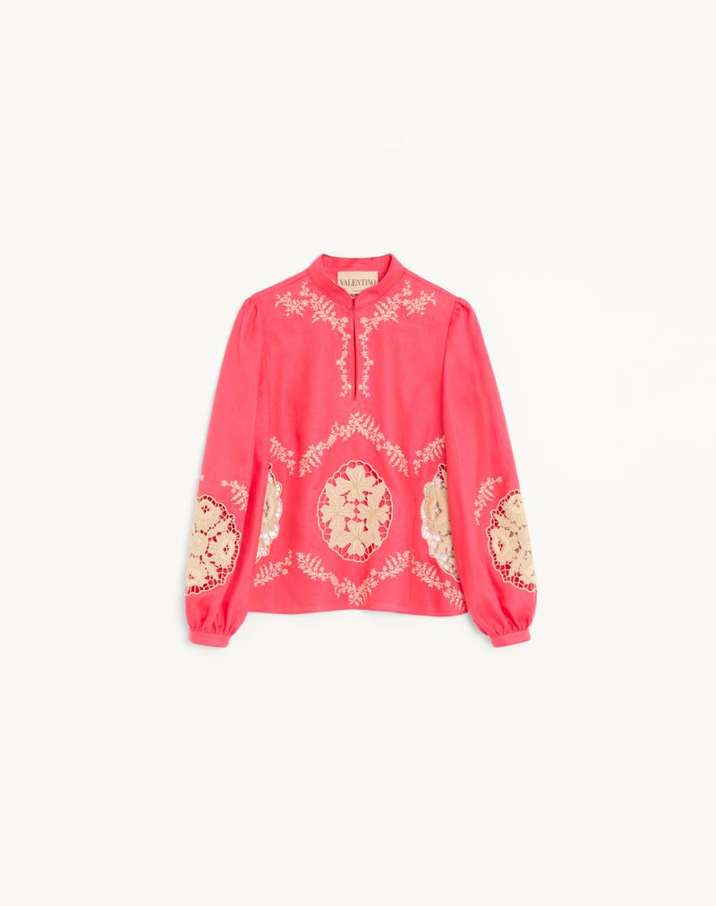 Broderet Couture-top i hør