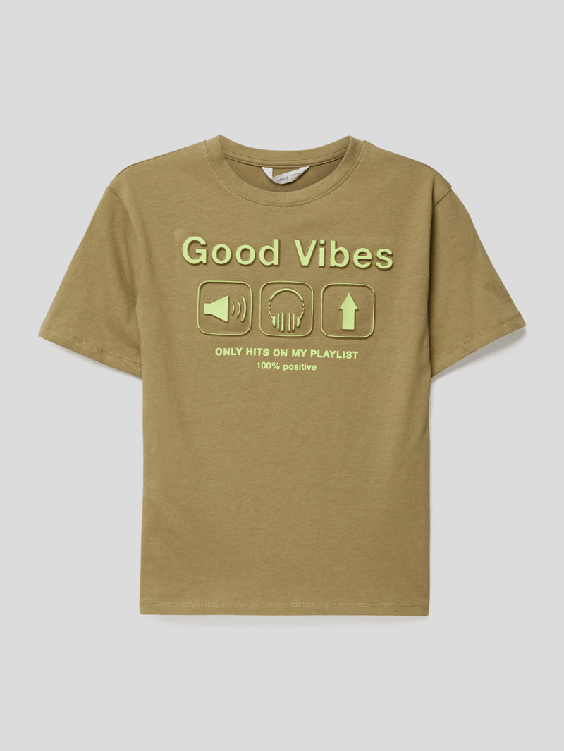 T-Shirt mit Statement-Print in olivgrün