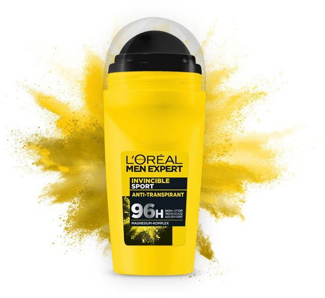 L'ORÉAL PARIS MEN EXPERT Deo-Roller Deo Roll-on Invincible Sport, Packung, 6-tlg.
