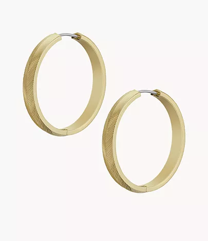 Fossil Creolen-Ohrringe Harlow Linear Texture Edelstahl goldfarben