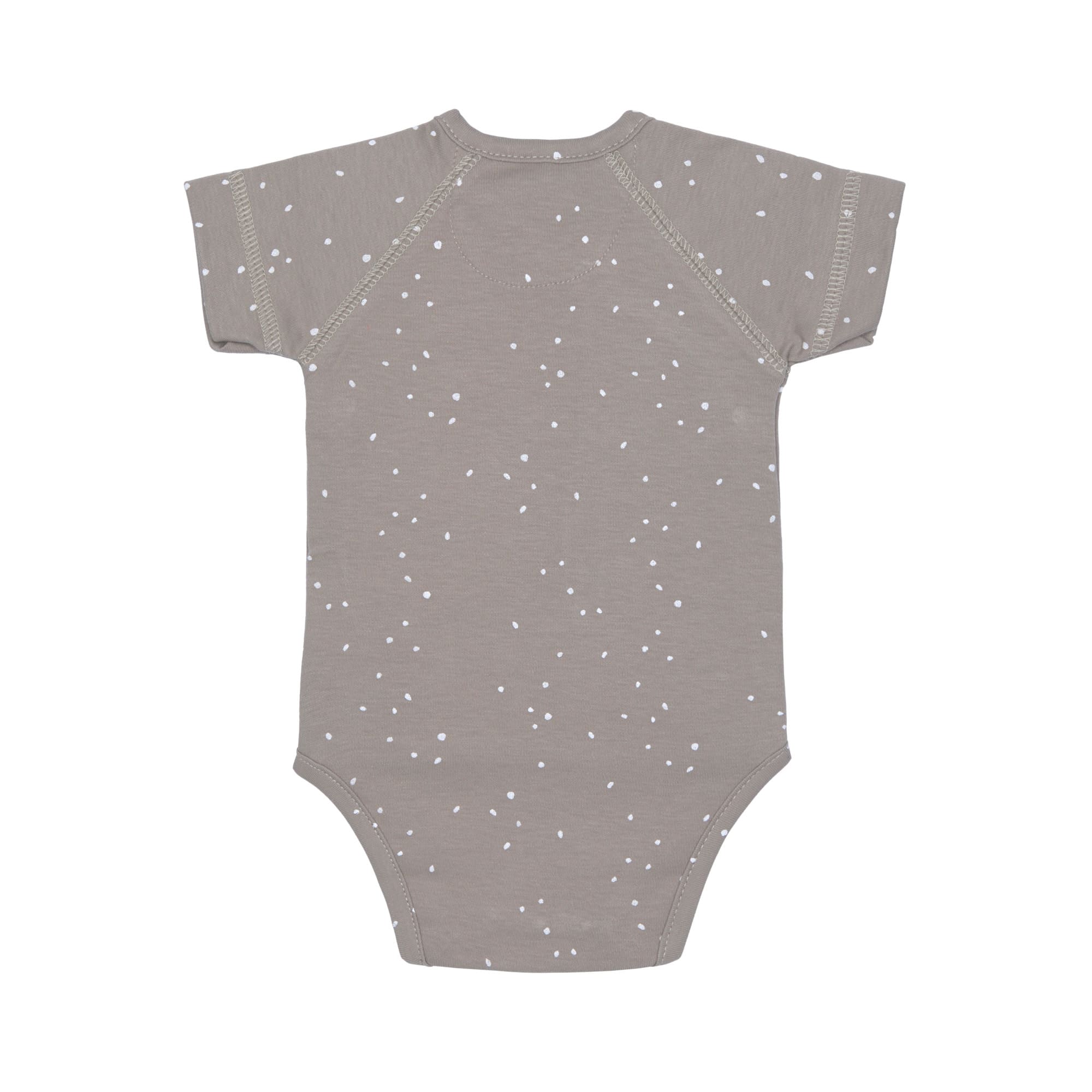 Baby Wickelbody kurzarm - Bio Baumwolle, Punkte, Taupe