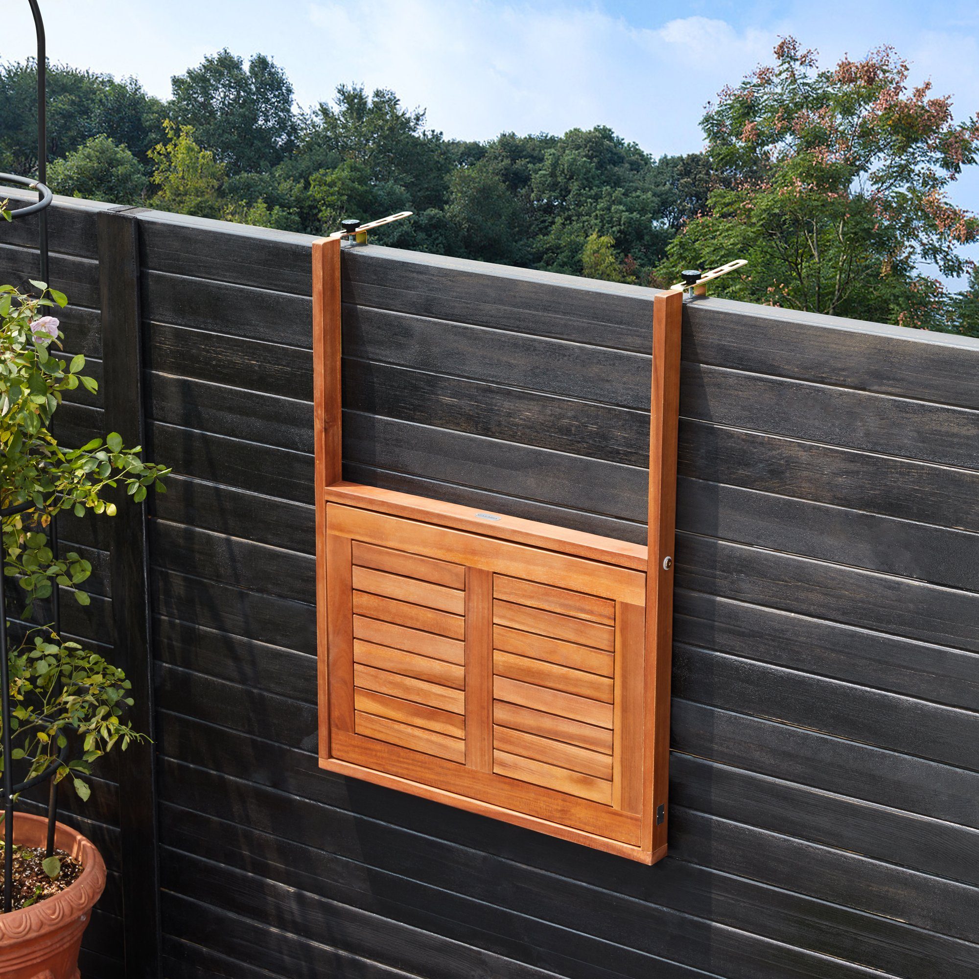 Casaria Balkonhängetisch Akazie (1-St), Akazie Holz Wetterfest Klappbar 65x45x87cm 40kg Belastbar