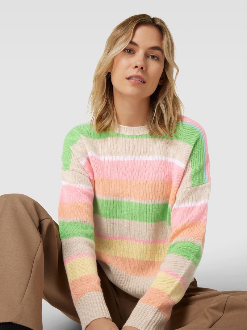 Strickpullover mit Streifenmuster in hellgrün