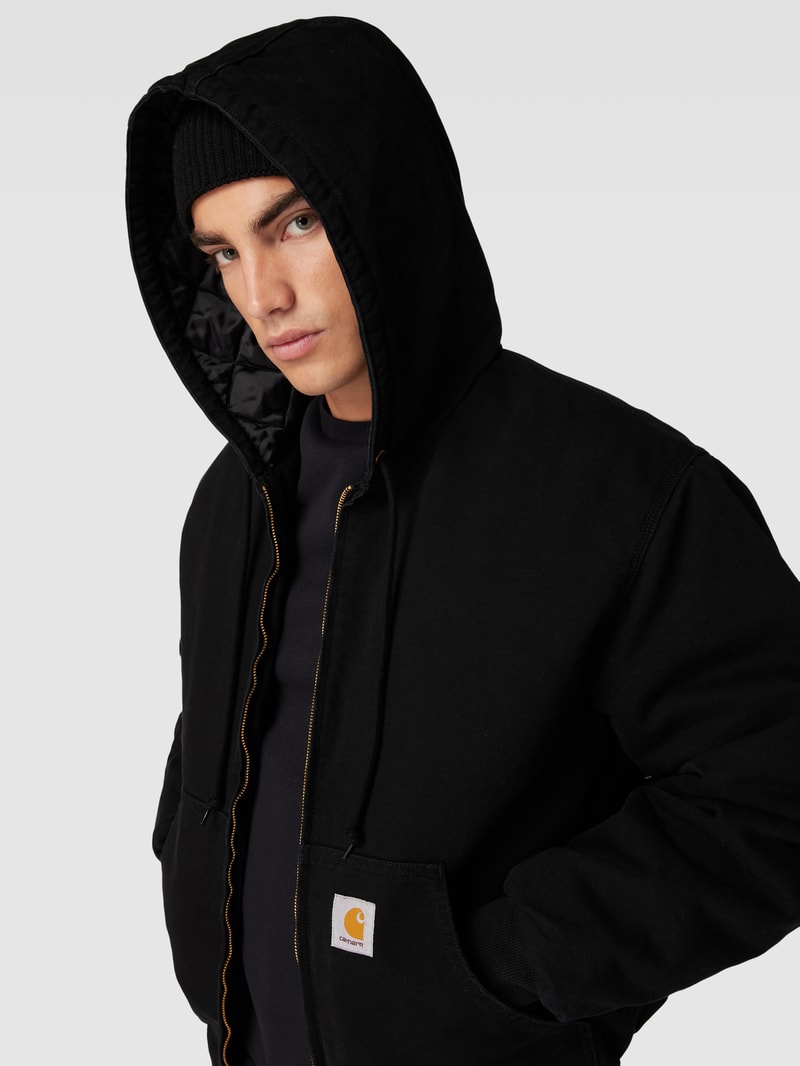 Jacke mit Label-Patch Modell 'ACTIVE' in schwarz