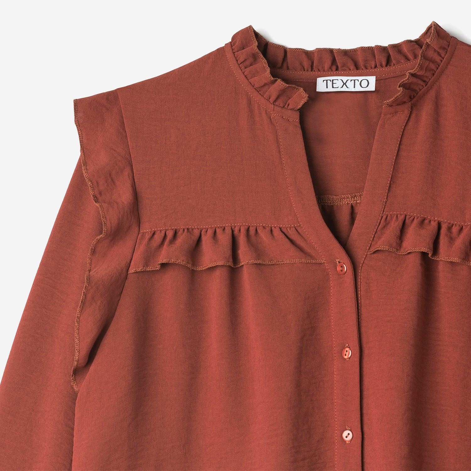 Chemise TEXTO terracotta à volants