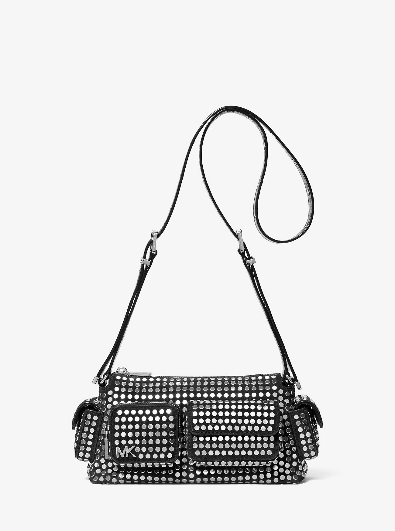 Dakota Small Studded Suede Shoulder Bag - BLACK