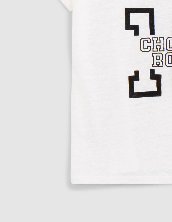 Tee-shirt écru en maille de lin à message Femme